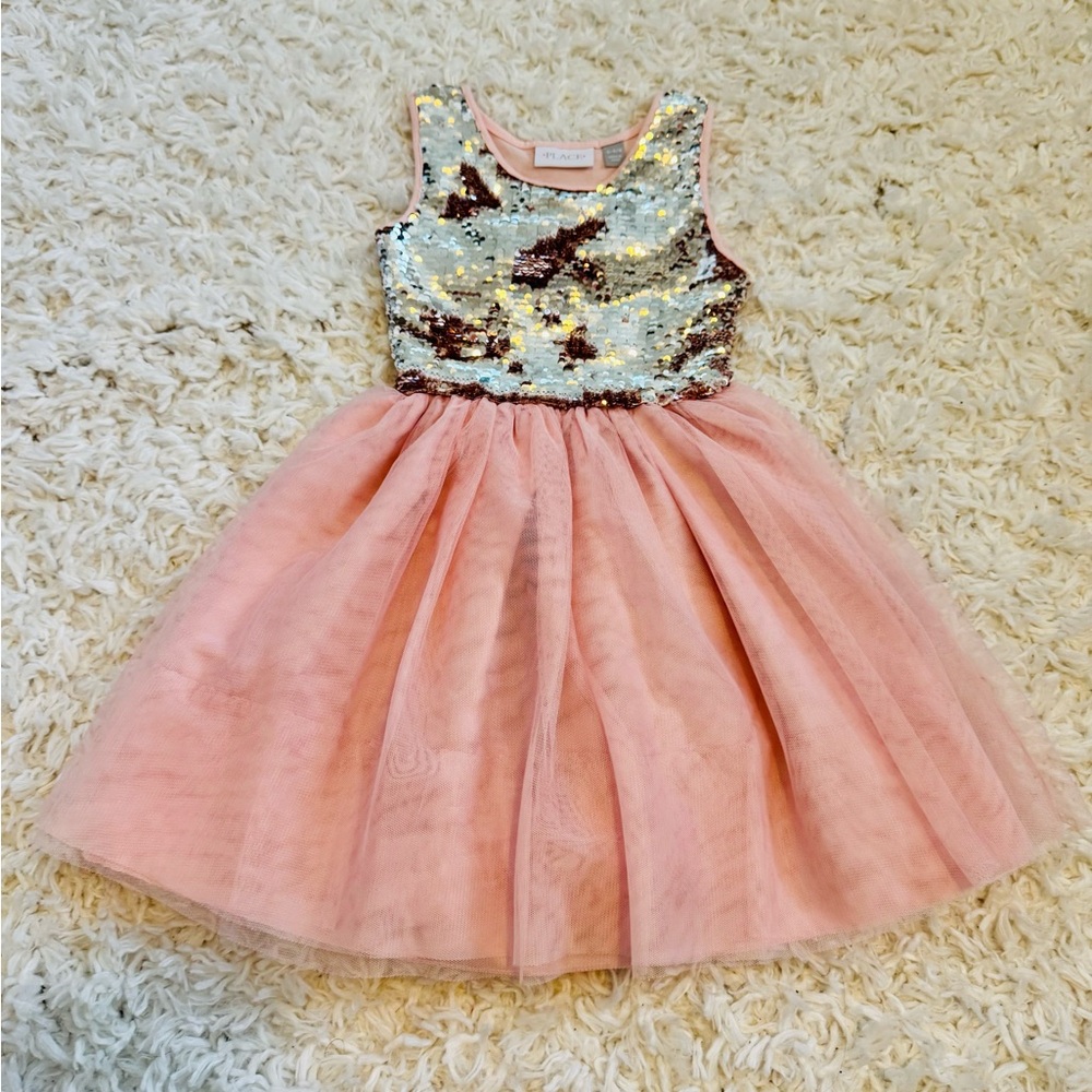 The Children's Place pink sequin dress girls size 5/6